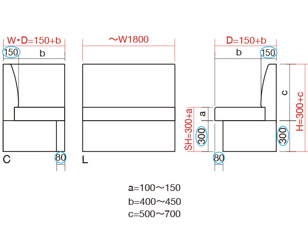 システムベンチ1型サイズ