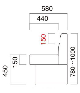ベンチ102 スタンダードタイプサイズ