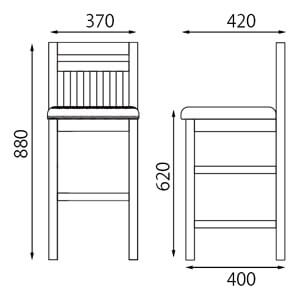 樹 カウンターチェアサイズ