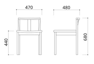 アーサム アームレスチェアサイズ