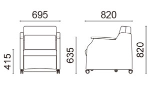 スリーパーチェアL1004 チェア時サイズ
